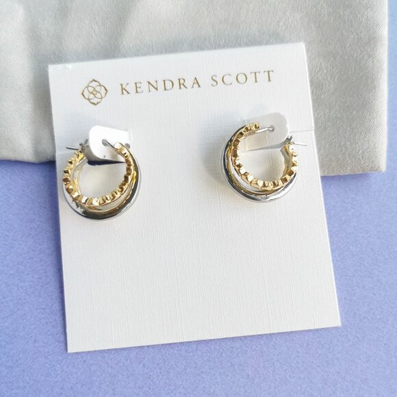 Kendra Scott Jewelry - Kendra Scott Mixed Metal Quinn Huggie Earrings NEW